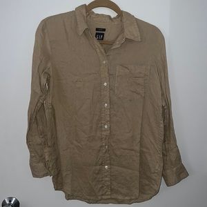 Khaki linen button down